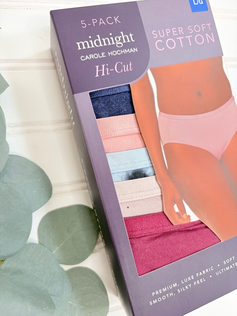 Midnight Carole Hochman Cotton Hi-Cut Panties Underwear 5 Pack - Picture 2 of 5